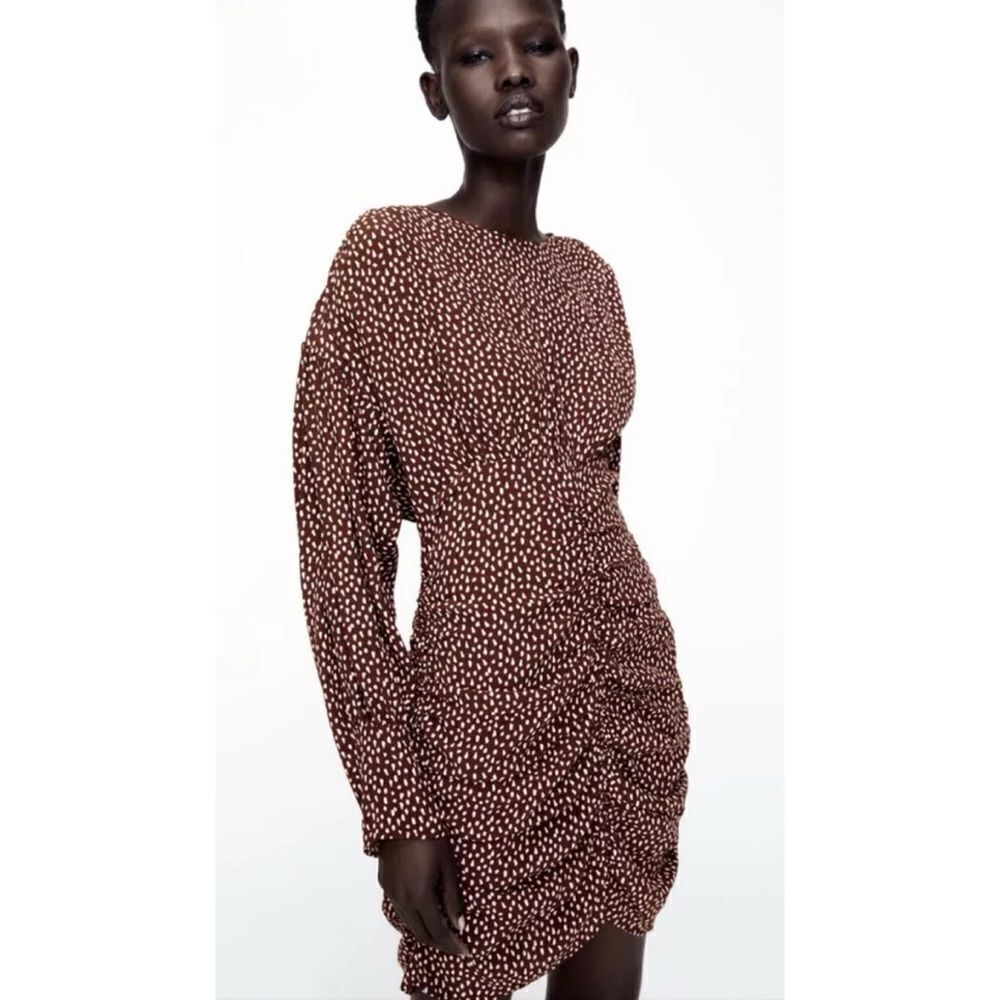 NWT  Zara Draped Printed Mini Dress, Size XS - Picture 5 of 11